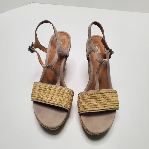 UGG Sandals womens size 9.5 Boho Espadrilles Wedge Platform Strappy open toe - Picture 3 of 9